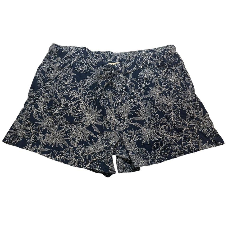 Briggs Shorts XL Navy Blue Tropical Floral Leaf Print Pull On Drawstring Waist - Picture 2 of 5